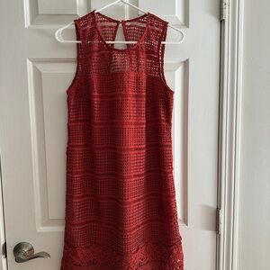 Abercrombie & Fitch Red Crochet Midi Dress